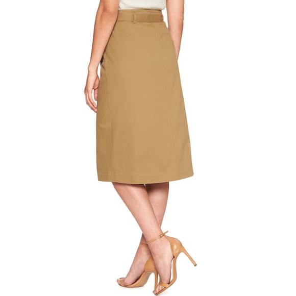 Banana Republic Factory Khaki Chino Wrap A-Line Midi Skirt - Picture 3 of 9